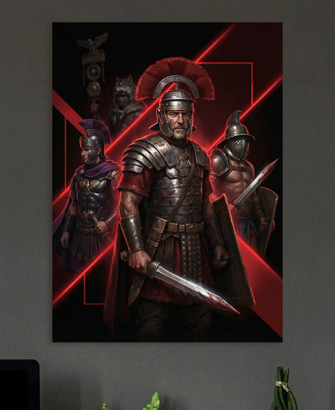 Roman Soldiers and Gladiator — metal poster wall art by Lineer
